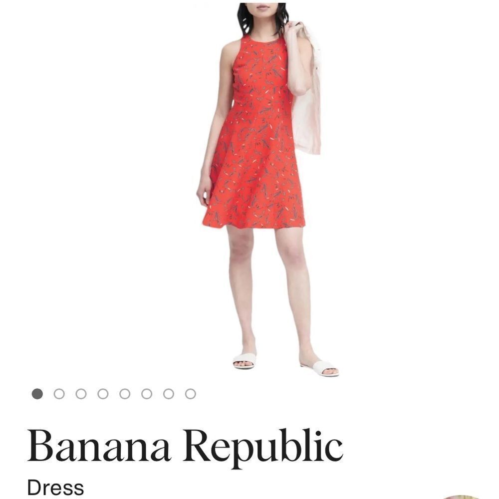 ✨NWT✨ Banana Republic Orange/Red Sleeveless Floral Pattern Swing Dress Size 6
